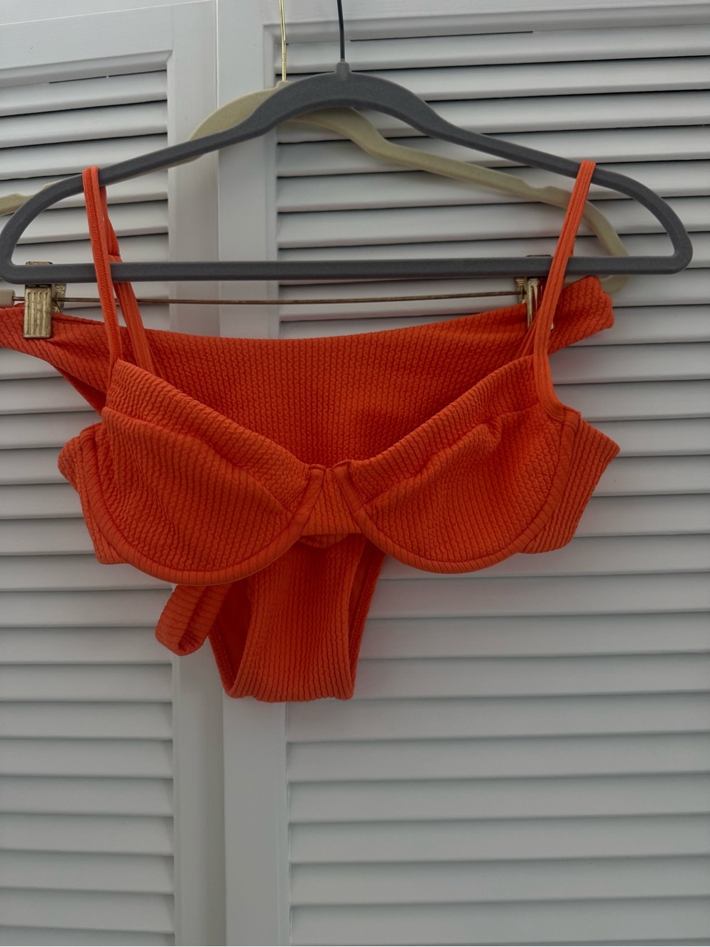 Orange Ribbed Underwire Monday Swimwear Bikini Set